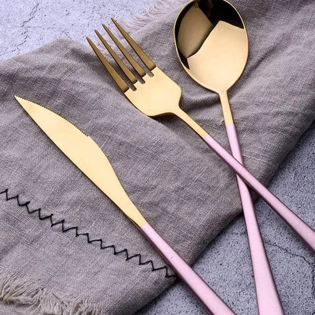 Premium Kiwi-designed portable cutlery set made of durable stainless steel in elegant gold, silver, pink, or white finishes