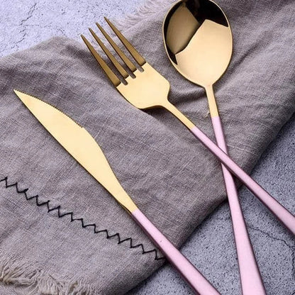 Premium Kiwi-designed portable cutlery set made of durable stainless steel in elegant gold, silver, pink, or white finishes