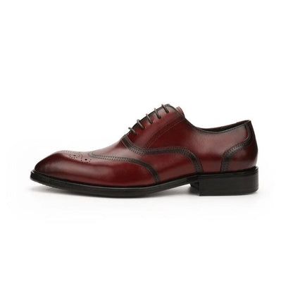 Stylish men's leather dress shoes with engraved pattern and retro-inspired square toe design