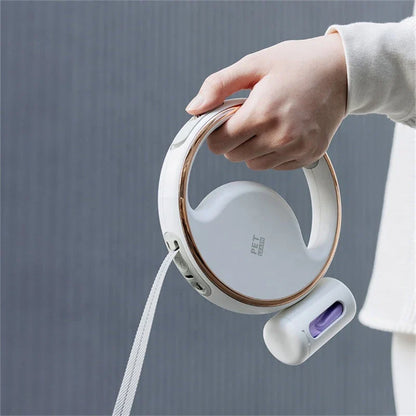 3m retractable dog leash with flashlight and garbage bag holder for convenient and safe dog walking