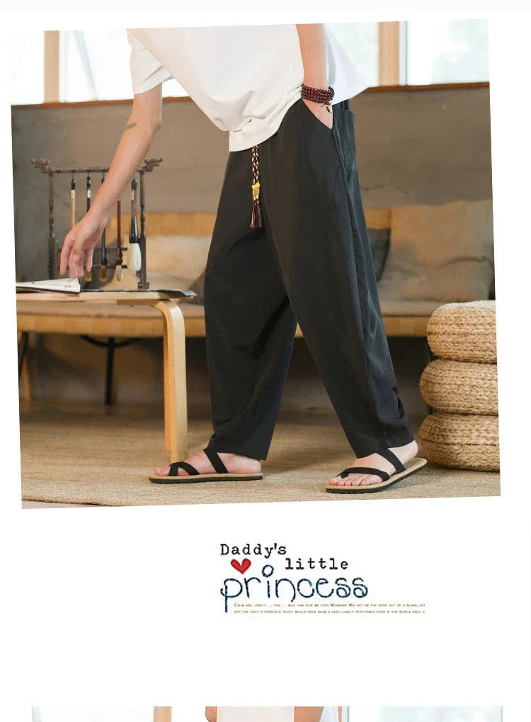 Stylish New Zealand men's casual pants made of innovative ice silk fabric with a tailored harem-inspired design