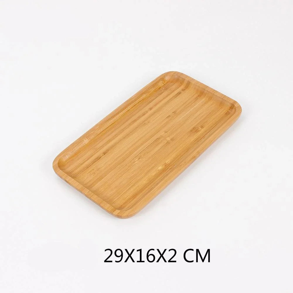 Bamboo serving tray with a sleek, minimalist design for serving food, drinks, or as a decorative piece in a modern kitchen