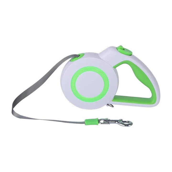 Rugged retractable dog leash with reflective strips and ergonomic handle, suitable for Kiwi pups up to 20 kg