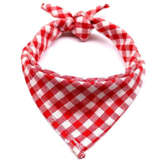 Stylish plaid bandana made of premium New Zealand cotton for pets, available in small and medium sizes