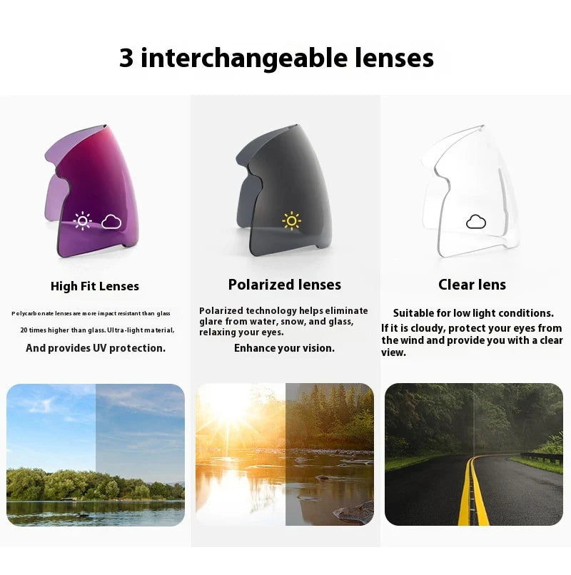Stylish UV-blocking bike glasses with semi-rimless frame and range of color options for Kiwi cyclists