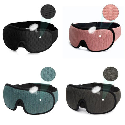 Soft, breathable 3D memory foam sleep mask in gray color providing total darkness and pressure relief for restful sleep