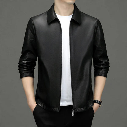 Eco-friendly leather jacket with sleek diamond pattern design, suitable for Kiwi gentlemen