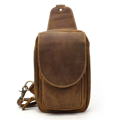 Premium leather chest bag with multiple pockets and adjustable strap, perfect for active Kiwi lifestyle