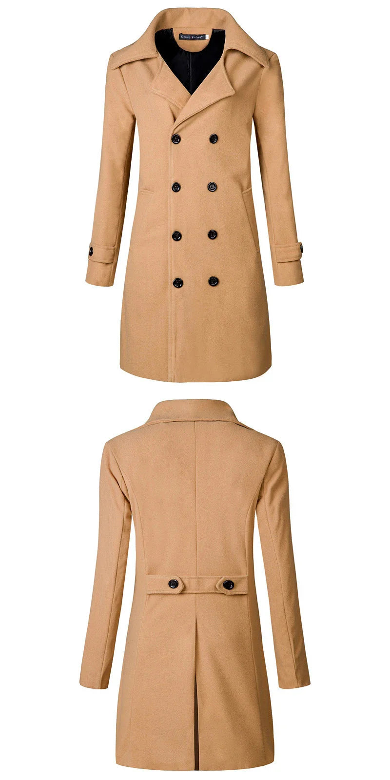 Premium wool mid-length trench coat with double-breasted design, perfect for plus-size figures in New Zealand