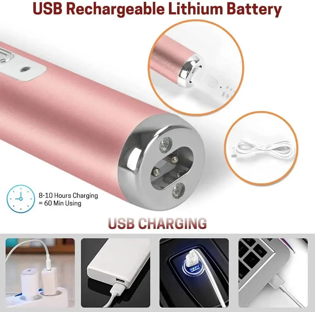 4-in-1 Electric Lady Shaver with four interchangeable heads for versatile hair removal and exfoliation