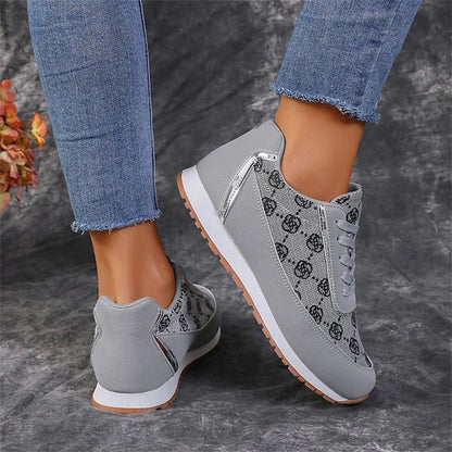 Stylish flower-printed lace-up sneakers with durable rubber soles and breathable materials, perfect for Kiwi women's active lifestyles.