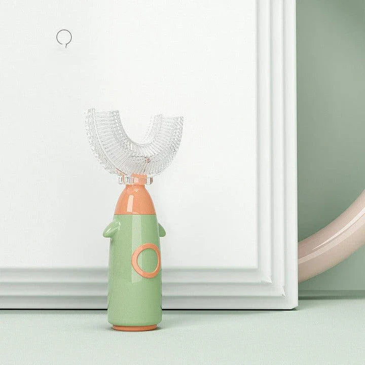 U-Shaped Silicone Toothbrush with 360-degree cleaning power for healthy dental care of Kiwi kids