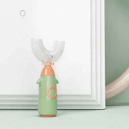 U-Shaped Silicone Toothbrush with 360-degree cleaning power for healthy dental care of Kiwi kids