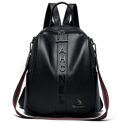 Stylish and eco-friendly PU leather backpack with multiple pockets and adjustable straps, perfect for Kiwi commuters