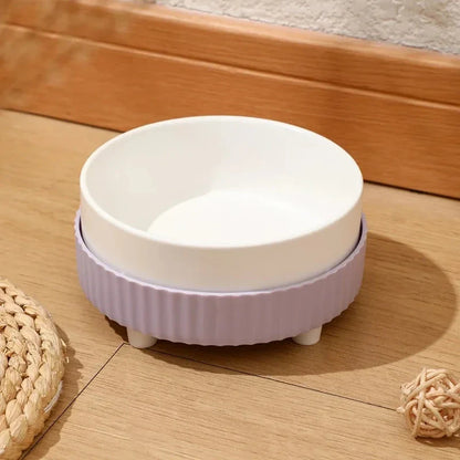 Stylish ceramic pet bowl in white color, designed for both cats and dogs, featuring a slip-resistant base and easy-clean construction.