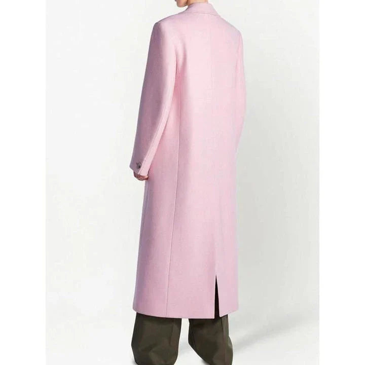 Sophisticated Women's Blazer Trench in vibrant pink color, featuring a notched collar and single-breasted design for a timeless, elegant look