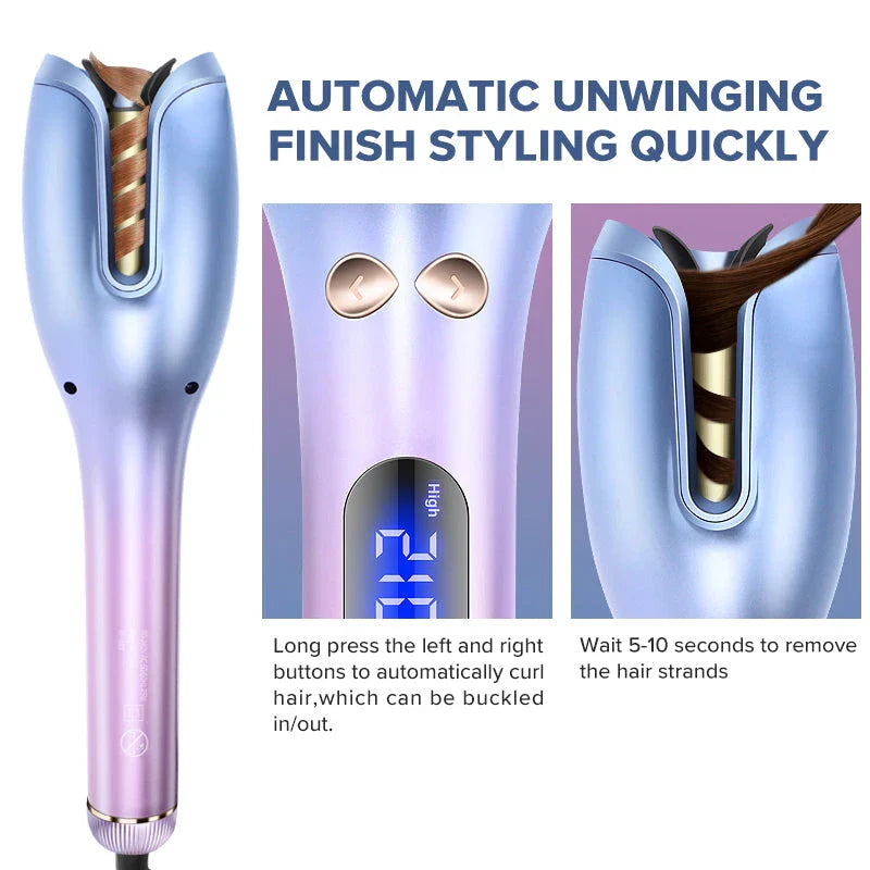 Multi-Automatic LCD Ceramic Rotating Hair Curler for creating effortless, salon-quality curls at home