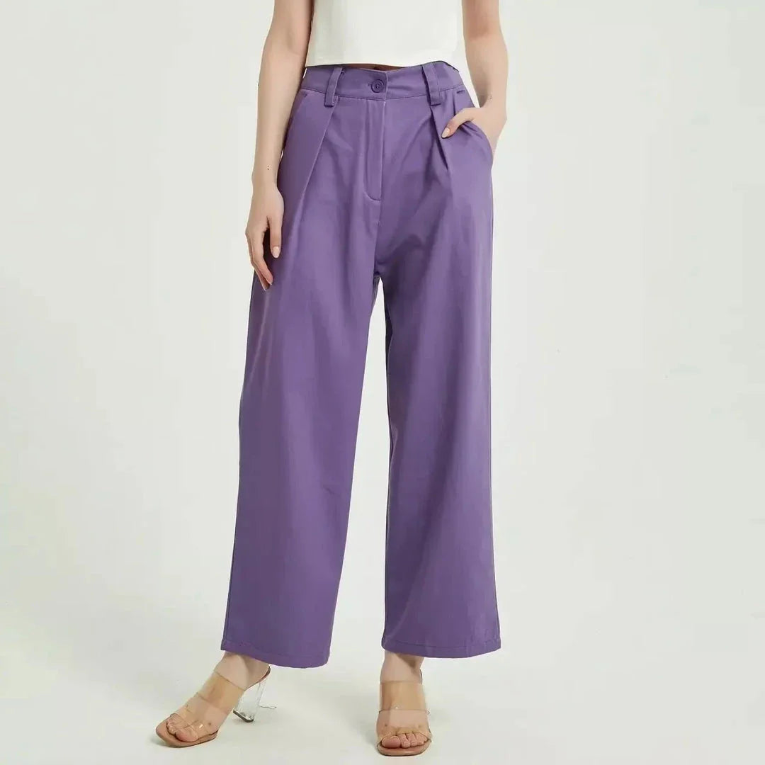 Chic high-waist wide-leg trousers in a stylish purple colour, perfect for Kiwi women's casual and formal wear
