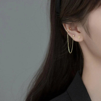 Unique one-piece sterling silver earring and ear clip set designed by New Zealand artist Xia Chunyin