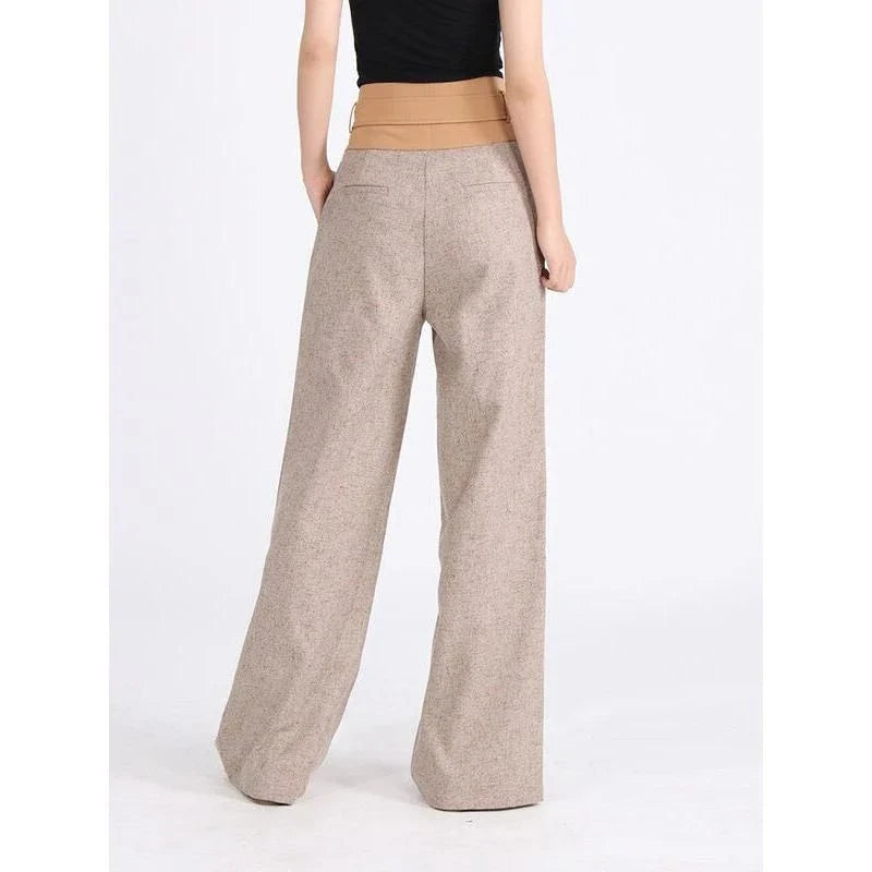 Women's high-waisted, wide-leg colour block pants in a stylish design