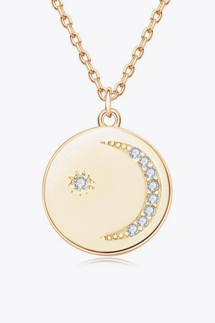 Moissanite Pendant Necklace with round center stone, 925 sterling silver, and 18k gold or platinum plating