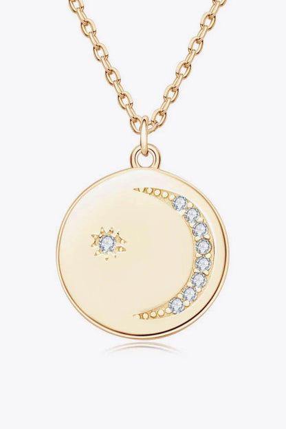 Moissanite Pendant Necklace with round center stone, 925 sterling silver, and 18k gold or platinum plating