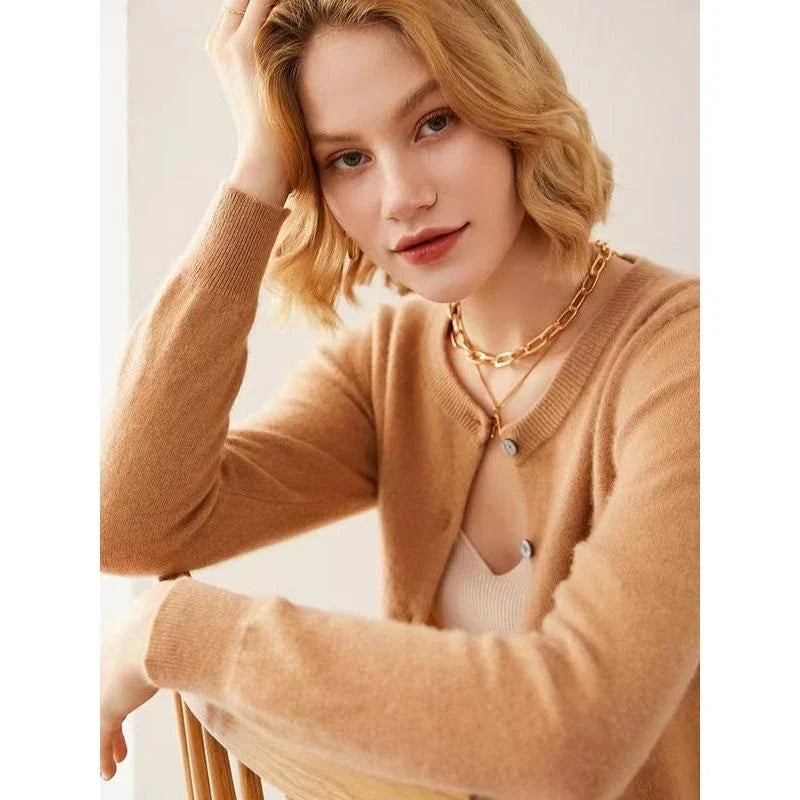 Premium 100% New Zealand Wool Single Breasted Cardigan in Camel, Blue, and Red colours for fashionable Kiwi women