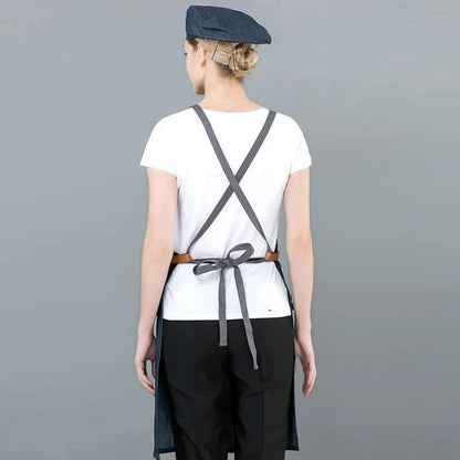 Long denim apron with matching chef's hat, perfect for Kiwi cooks of all levels