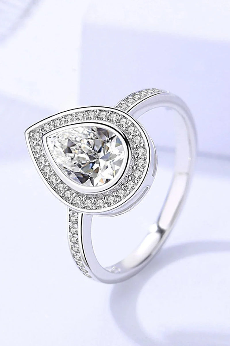 Shopfluxpro NZ Elegant Teardrop Moissanite Ring in Sterling Silver