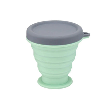 Compact, collapsible silicone cup in various colors, perfect for Kiwi travelers and adventurers