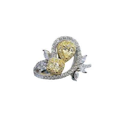 925 Silver Ring with Shimmering Yellow Diamond Accent - Elegant Fashion Accessory for Kiwis