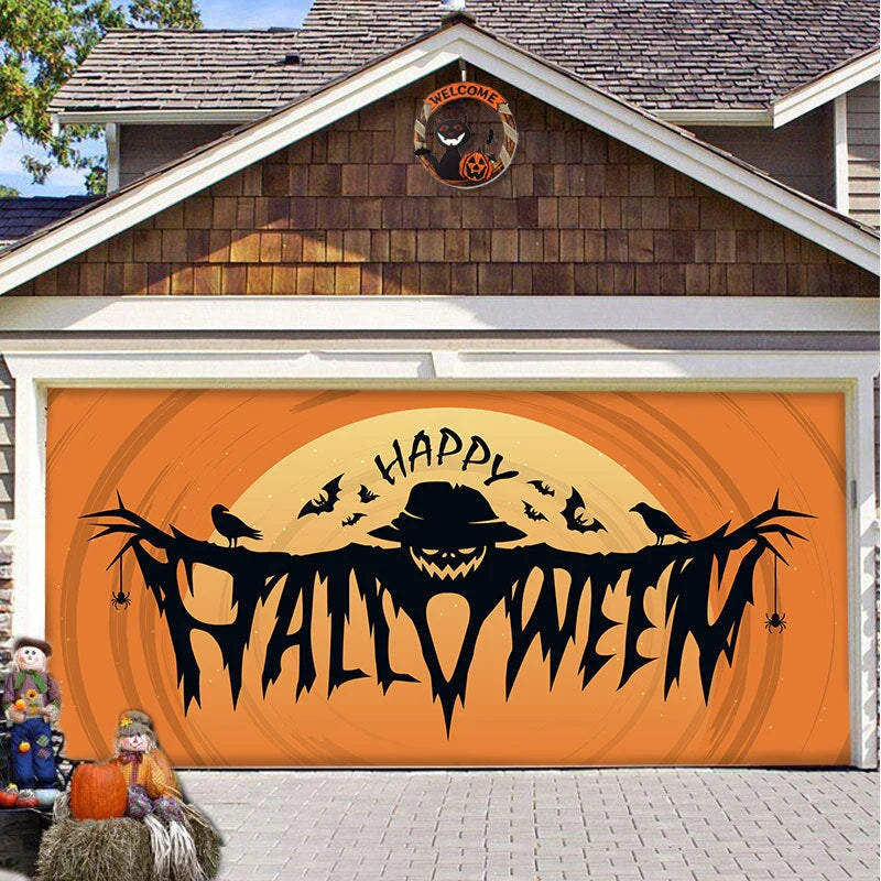 Halloween Hanging Cloth Garage Door Backdrop in abstract geometric pattern