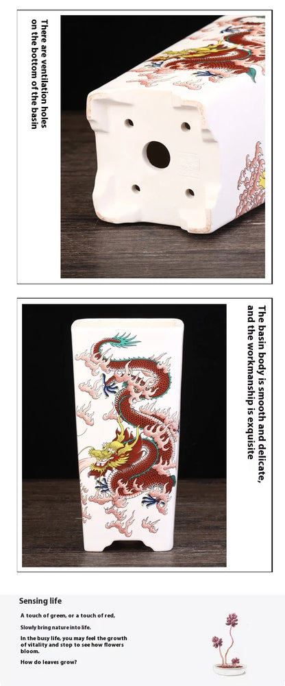 Stylish square ceramic planter in white, suitable for growing asparagus fern, orchids, and herbs on balconies or patios.