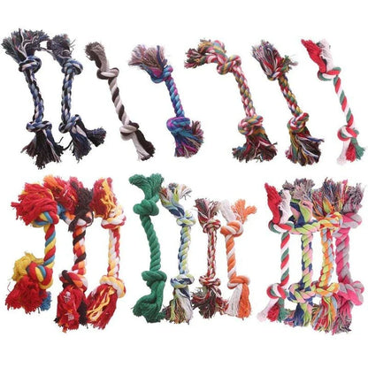 Colorful cotton rope toy for dogs in various sizes, designed for play and exercise for Kiwi canines