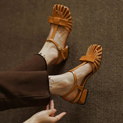 Timeless leather gladiator sandals with square heels, perfect for the modern Kiwi lifestyle