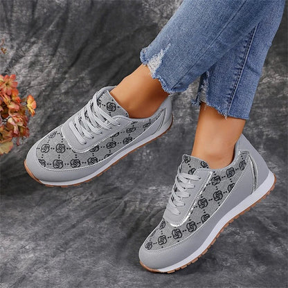 Stylish flower-printed lace-up sneakers with durable rubber soles and breathable materials, perfect for Kiwi women's active lifestyles.