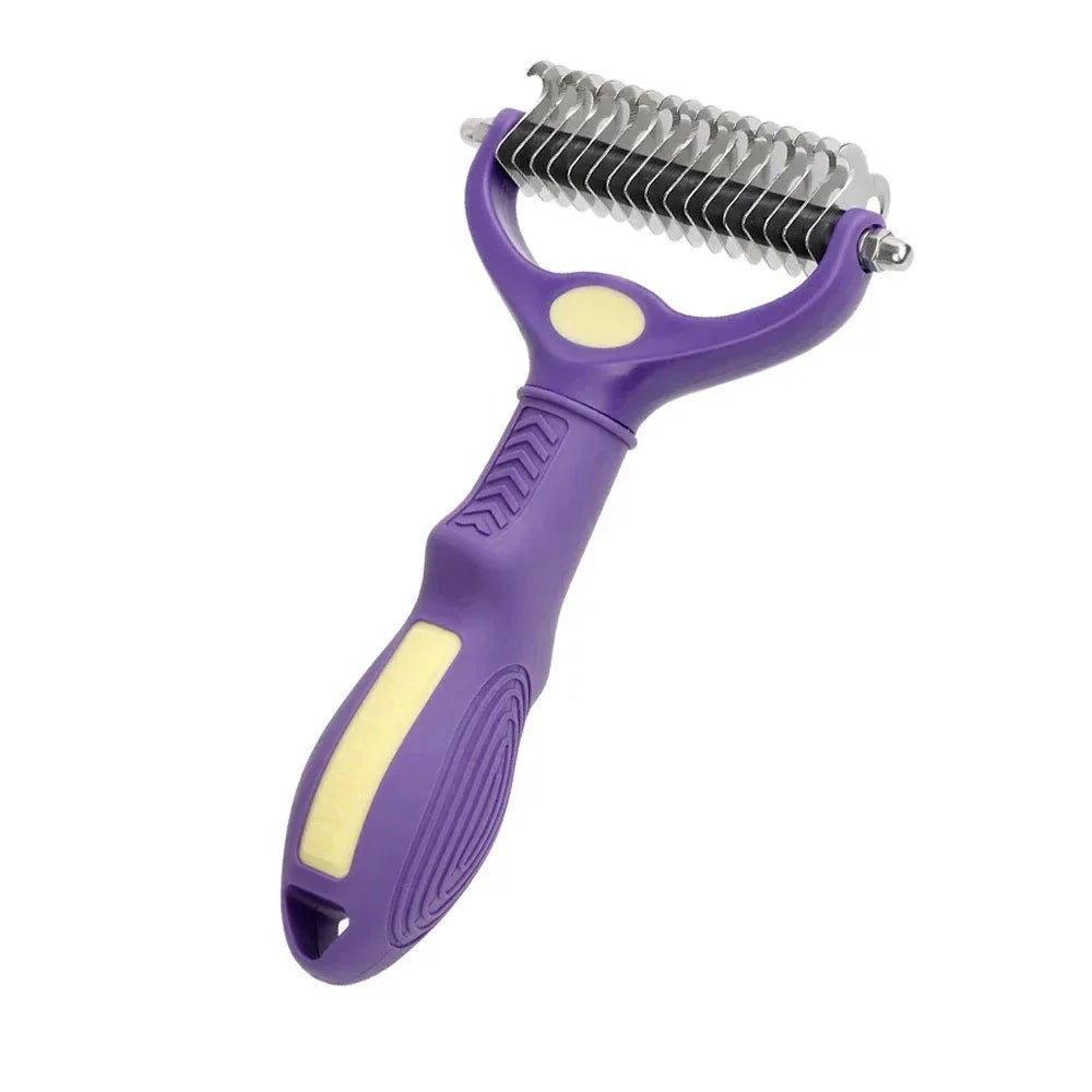 Versatile 2-in-1 Pet Grooming Brush & Deshedding Tool for Dogs, Cats, and Horses with Thick or Fine Coats