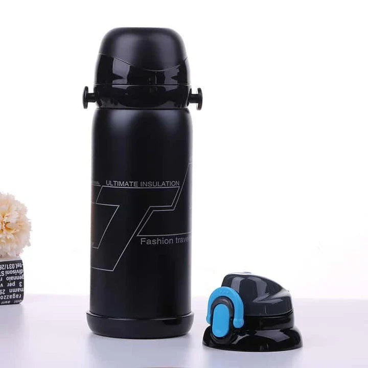 Stainless steel insulated drink bottle with flip-top lid, perfect for outdoor activities in New Zealand