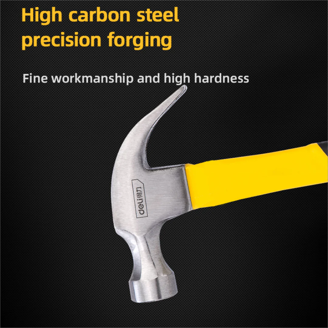 Deli Fibre Handle Claw Hammer - a premium-quality tool designed for Kiwi DIYers and tradies, featuring a durable steel construction, ergonomic dual-colour grip, and versatile claw design.