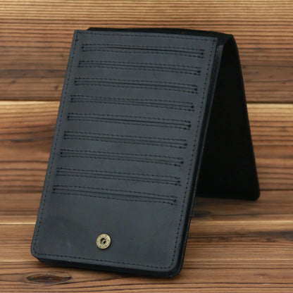 Premium New Zealand leather phone bag with 18 card slots, cash compartment, and dedicated phone pocket