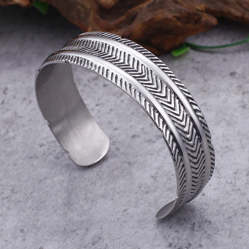 Stylish men's retro stainless steel bracelet with geometric design, perfect for the modern Kiwi bloke