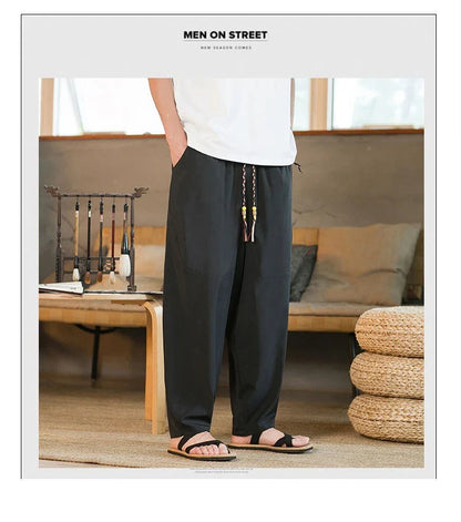 Stylish New Zealand men's casual pants made of innovative ice silk fabric with a tailored harem-inspired design