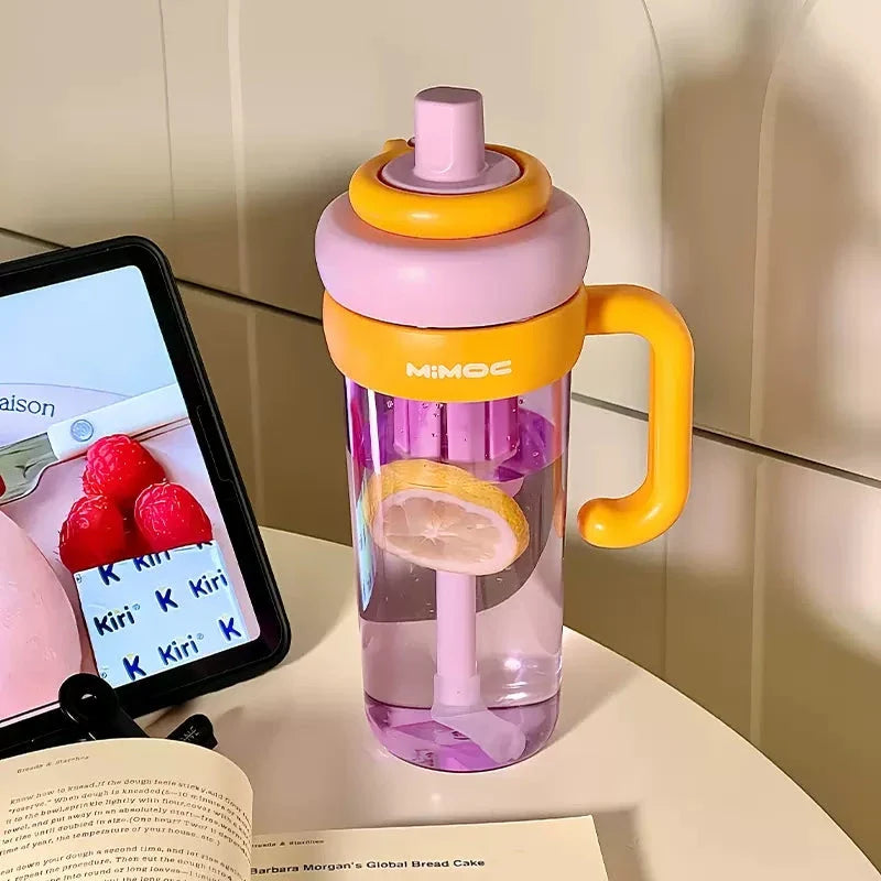 Trendha Multi-Use Sports Water Bottle with Straw, Tea Infuser, and Vibrant Pink Color