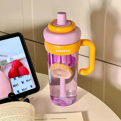 Trendha Multi-Use Sports Water Bottle with Straw, Tea Infuser, and Vibrant Pink Color