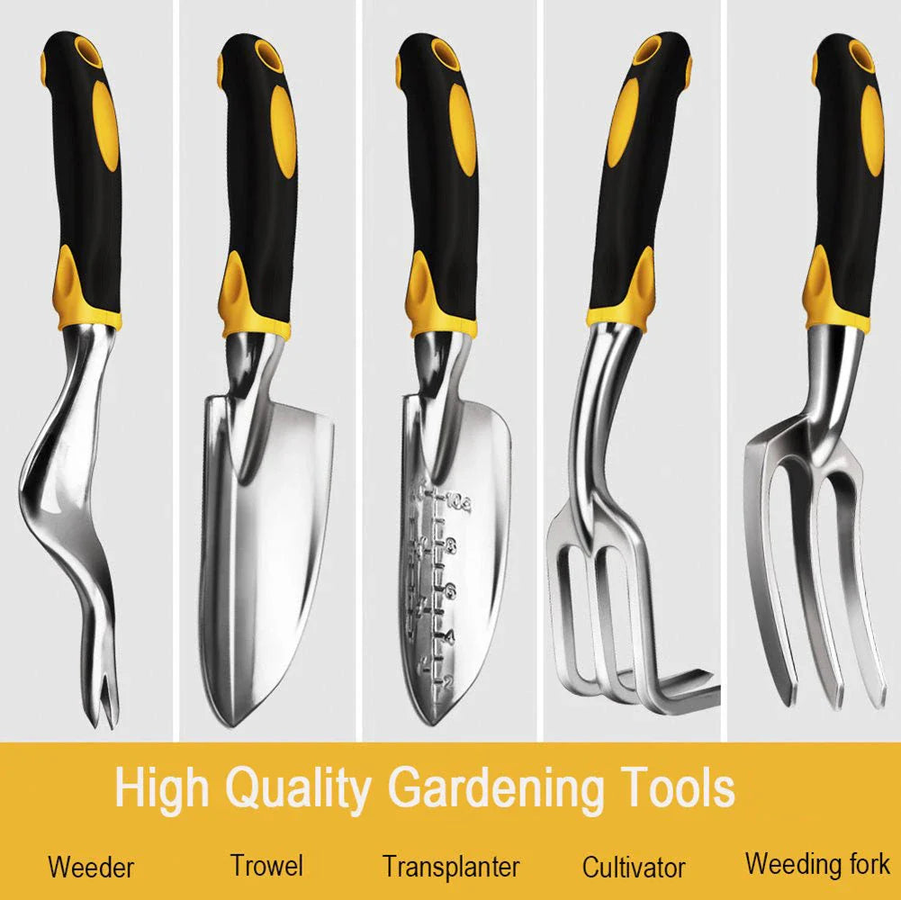 Garden Tool Essentials Set with stainless steel tools and protective gloves, designed for comfortable and productive gardening in New Zealand