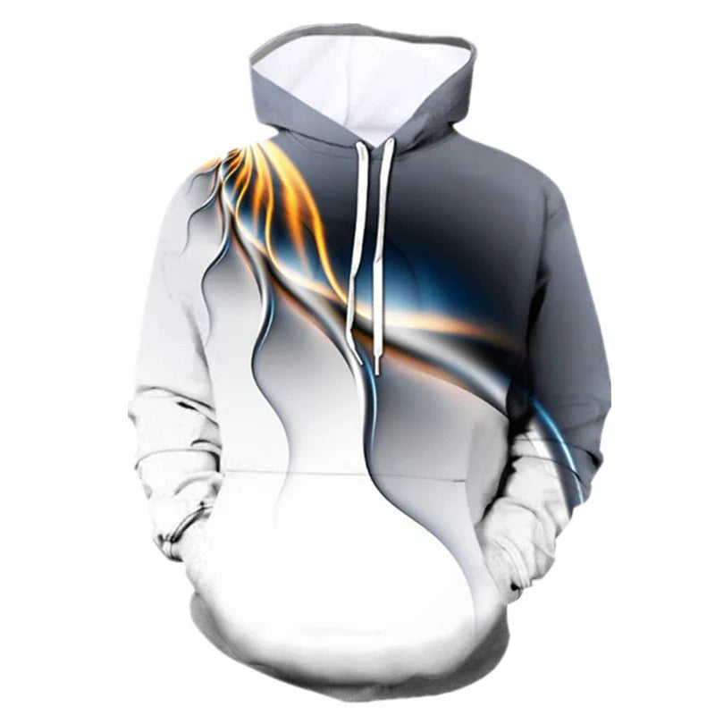 Trendha's 3D printed hoodie in vibrant colours, featuring a unique design and topstitching pocket for a modern, casual look.