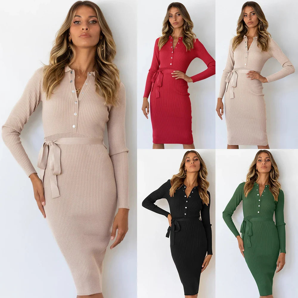 A high-quality mid-length knitted pullover dress in a range of stylish colors, perfect for the modern Kiwi woman's wardrobe