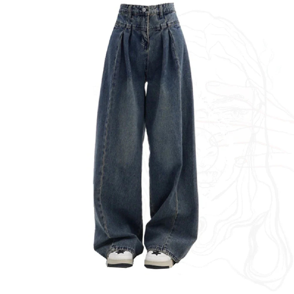 Stylish and comfortable wide-leg denim jeans with high-waist design, perfect for Kiwi casual wear