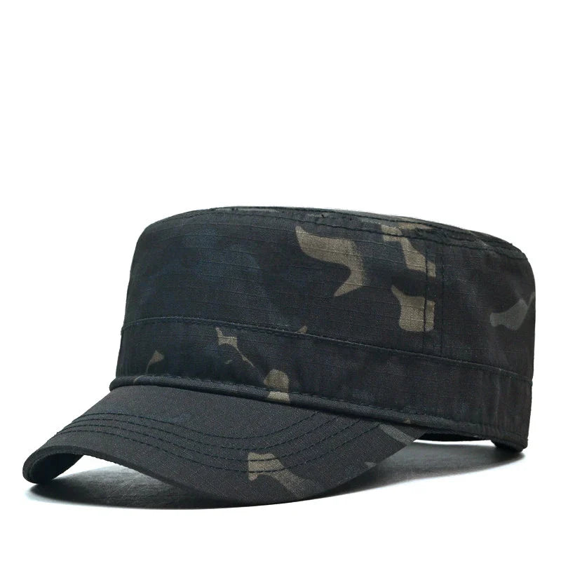 Stylish Flat Python Hat with Camouflage Pattern, Ideal for Outdoor Adventures in New Zealand