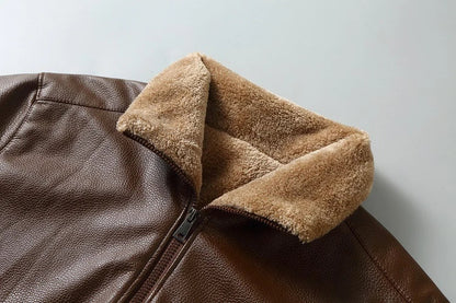 Men's Leather Lapel Fleece Padded Coat in black, available in a range of sizes for the modern Kiwi gentleman